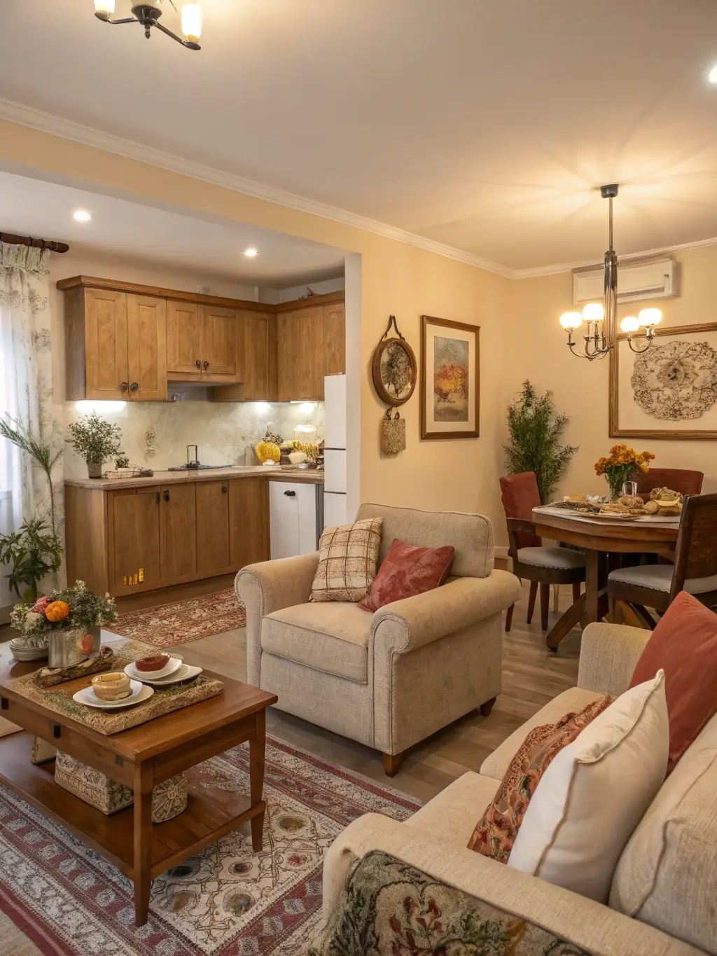 A bright, private living room with comfortable furnishings and personal touches, illustrating the privacy and comfort of self-contained accommodation.