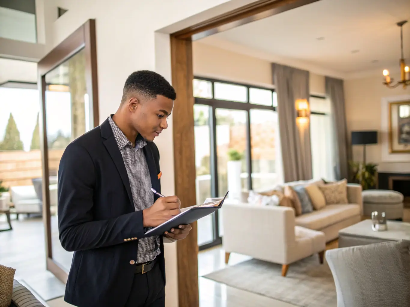 A Cheval Housing Group staff member conducting a home safety check, ensuring all amenities are in excellent condition, representing the commitment to comfort and security in every property.